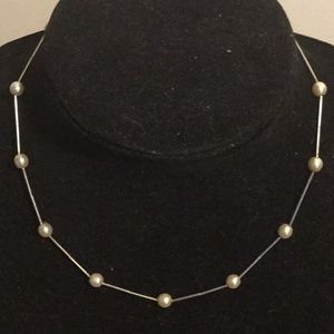 Mo Sterling silver and wire necklace 16"